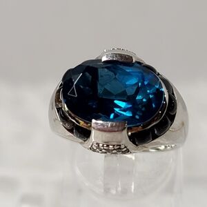 London Blue Topaz With Diamond Accents Oval Cut Ring